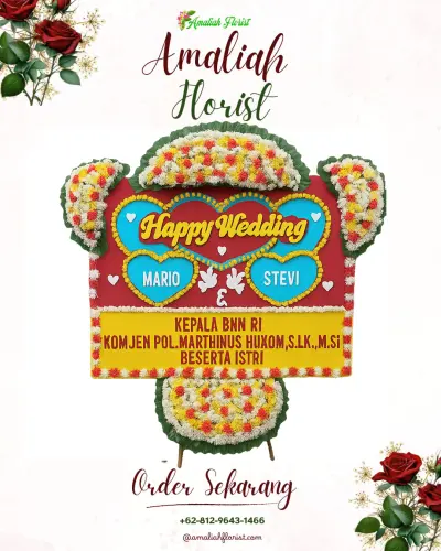 Karangan Papan Bunga Pernikahan di Manduang